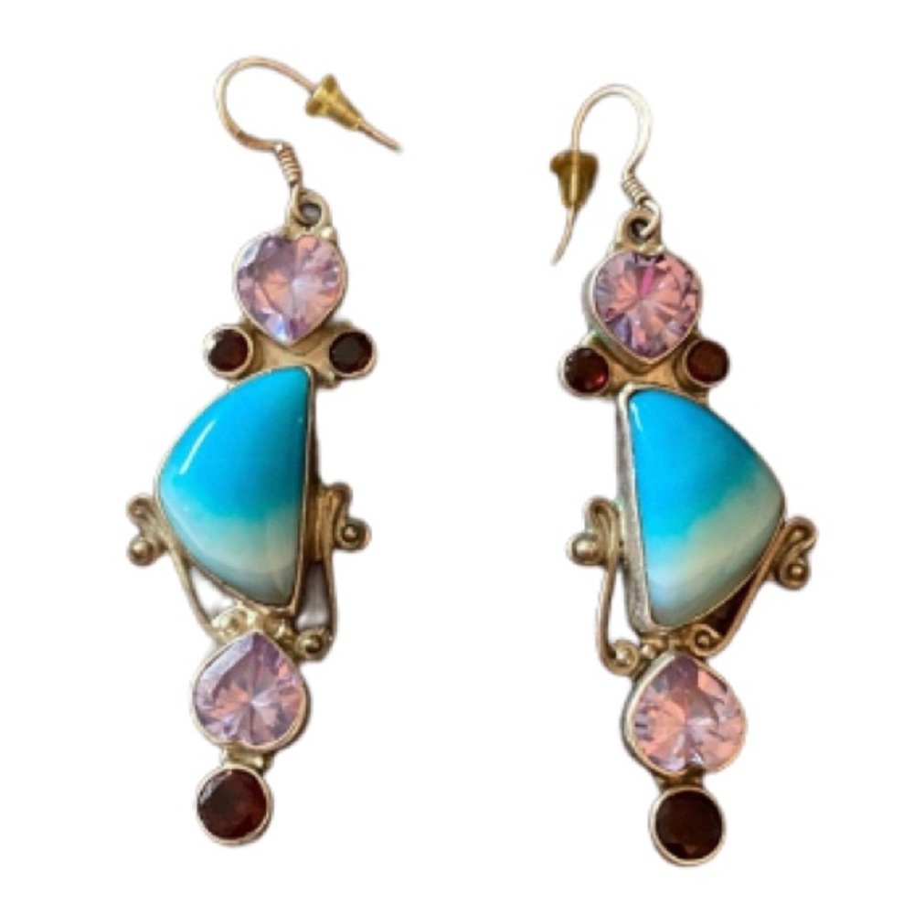 925 Silver & Stone Drop Earrings